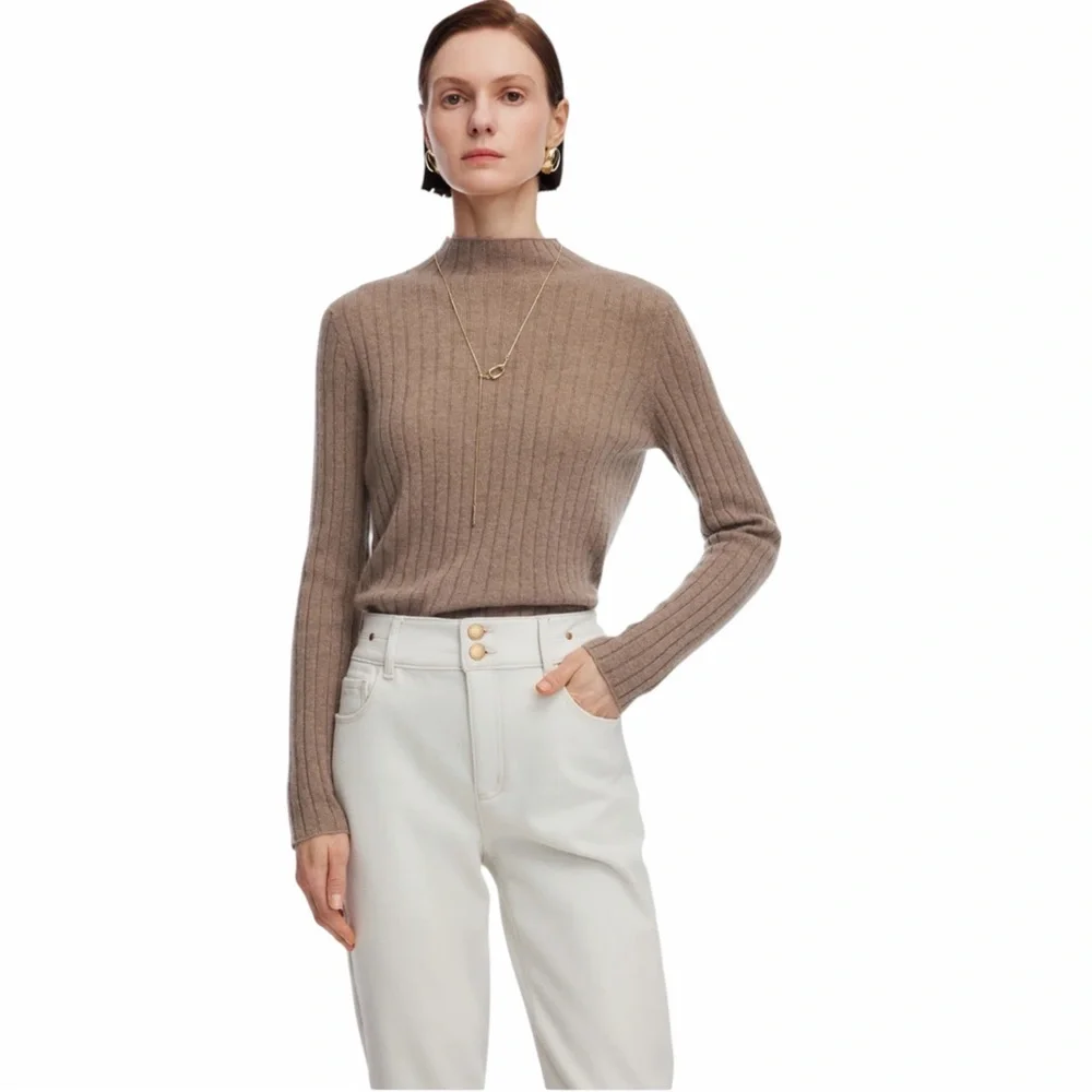 Goelia 1995 100% Cashmere Seamless Mock Neck Women Sweater Size XS/ US 2